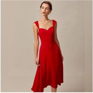 NEW! RIHOAS The Red Sweetheart Neckline Cap Sleeve Midi Dress Size XS